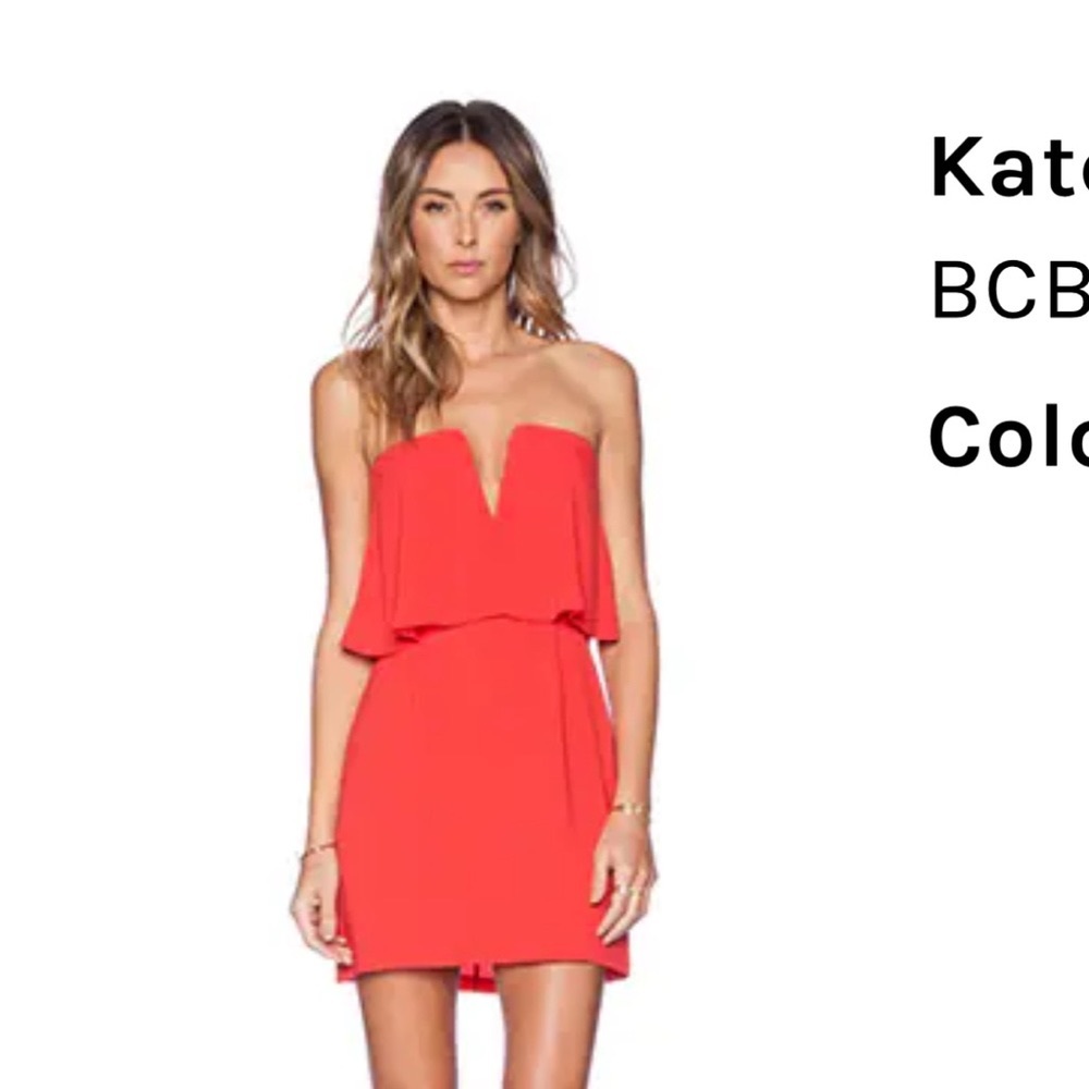 BCBG Kate Strapless Crepe Cocktail Dress in Red Size 4